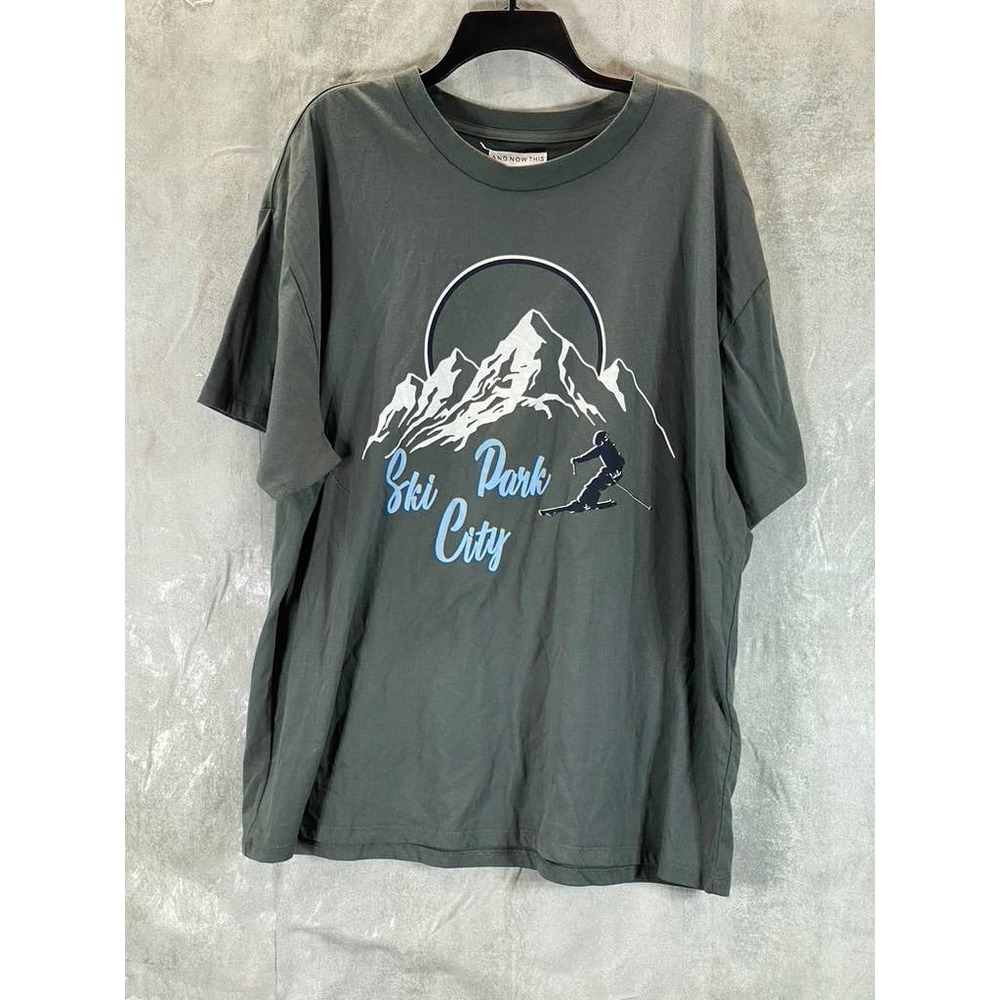 And Now This Men's Grey Ski Park City Graphic Oversized Crewneck T-Shirt SZ 2XL